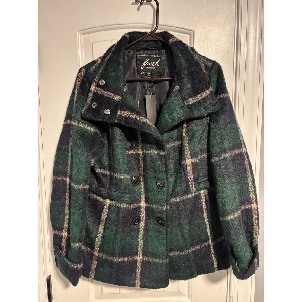 FRESH NY GREEN PLEATED COAT SIZE‎ L NWT